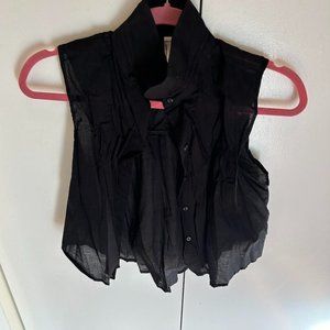 American Apparel Women's Black Button up light top